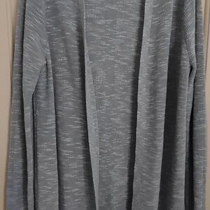 J.Jill Gray & White Open Front Cardigan Sweater Sz Lg